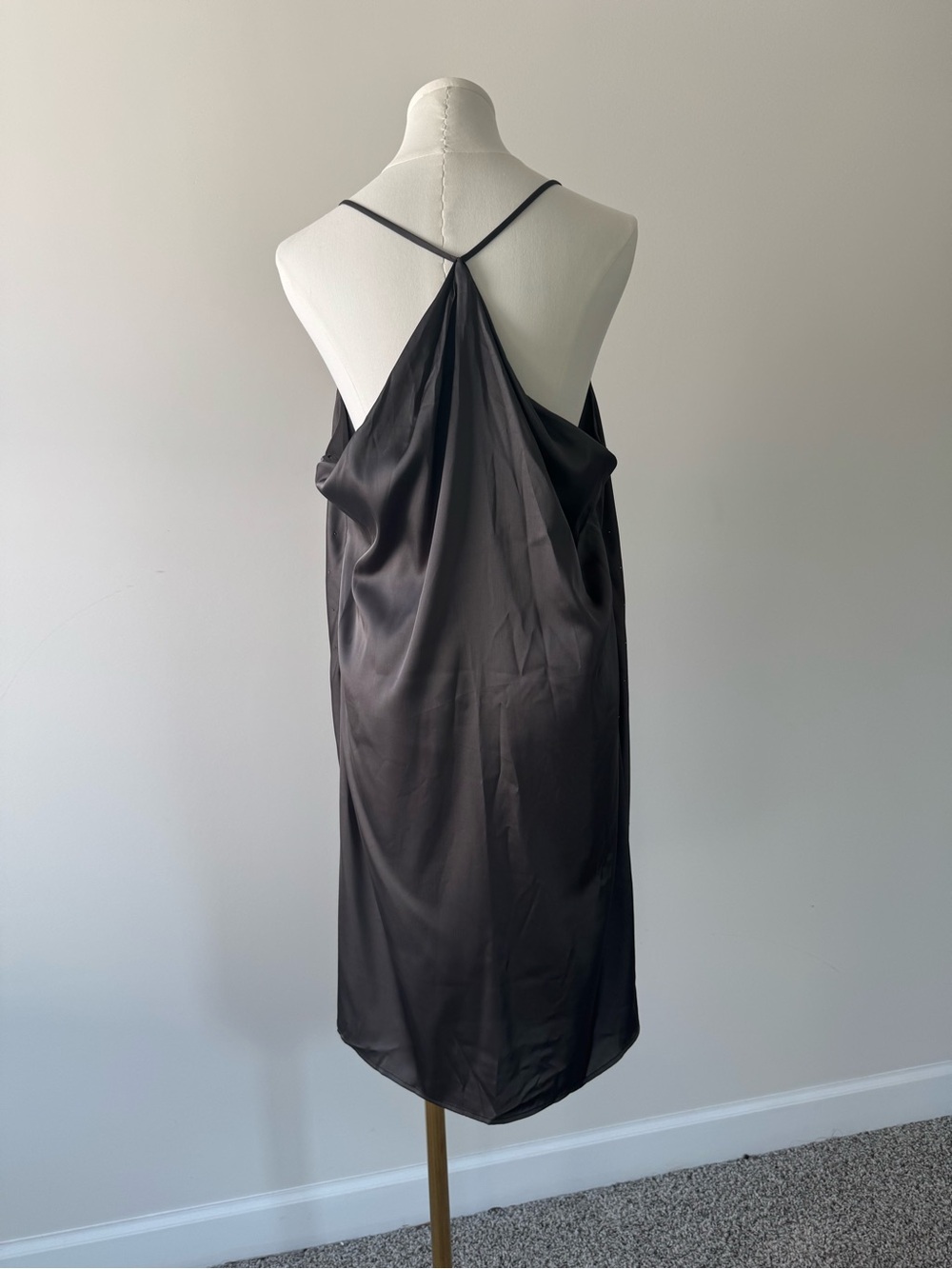 Black Satin Slip Dress with Subtle Crystal Embellishments size XL - Picture 4 of 8